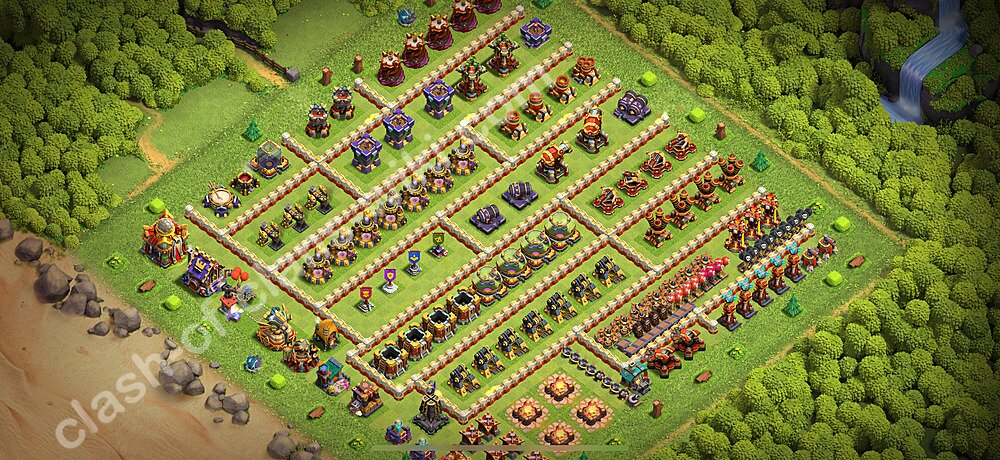 TH16 Troll Base Plan with Link, Copy Town Hall 16 Funny Art Layout 2026, #1502