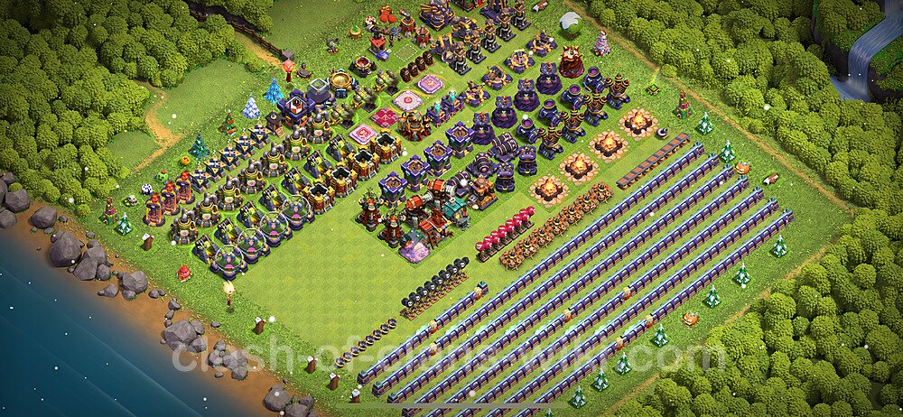 TH16 Troll Base Plan with Link, Copy Town Hall 16 Funny Art Layout 2024, #1503