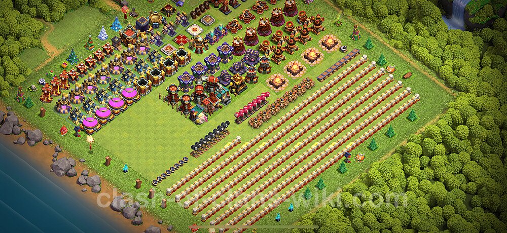 TH16 Troll Base Plan with Link, Copy Town Hall 16 Funny Art Layout 2024, #1503