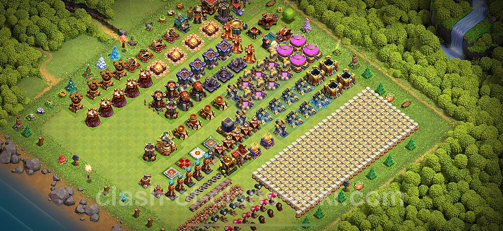 TH16 Troll Base Plan with Link, Copy Town Hall 16 Funny Art Layout 2024, #1506