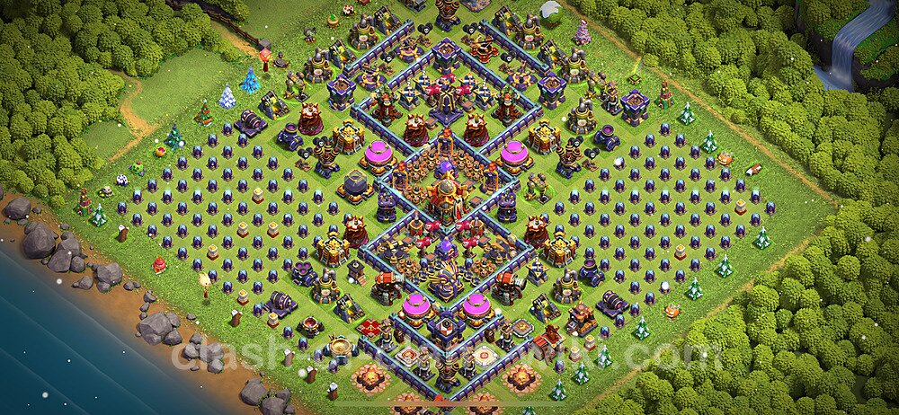 TH16 Troll Base Plan with Link, Copy Town Hall 16 Funny Art Layout 2024, #1566