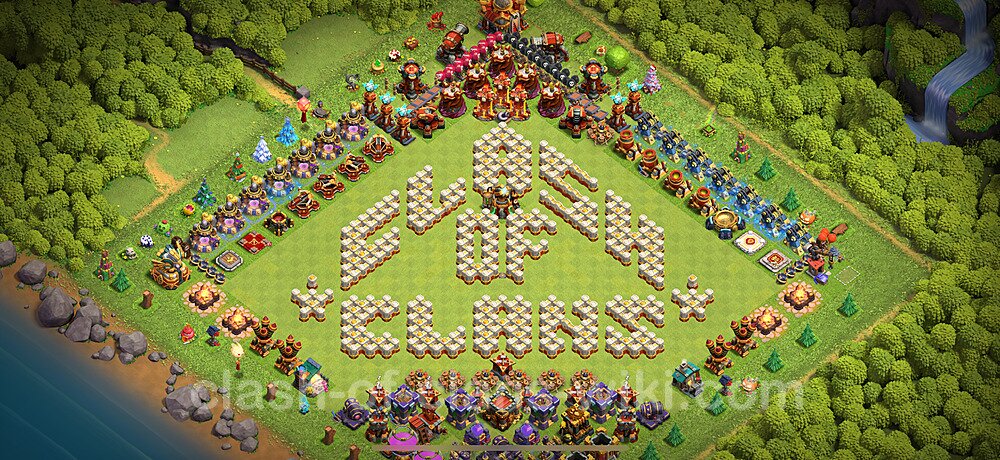 TH16 Troll Base Plan with Link, Copy Town Hall 16 Funny Art Layout 2024, #1580