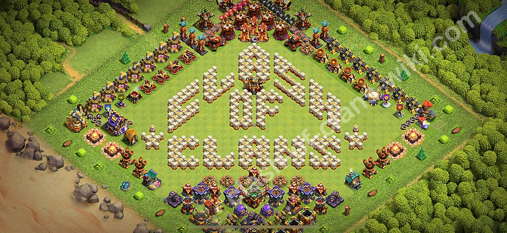 TH16 Troll Base Plan with Link, Copy Town Hall 16 Funny Art Layout 2026, #1580