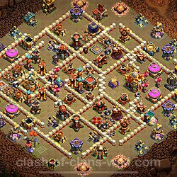 TH16 War Base Plan with Link, Hybrid, Copy Town Hall 16 CWL Design, #1598