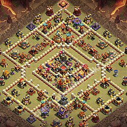 Base War Anti Bintang 3 TH16 dengan Link, Anti Udara / Naga Elektro, Salin Desain Liga Perang Klan (CWL) Balai Kota 16 2026, #2194