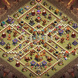 Diseño de aldea para Guerra Anti 3 Estrellas Ayuntamiento 16 Copiar - COC TH16 Perfecta Distribucion 2026 + Enlace, #3164
