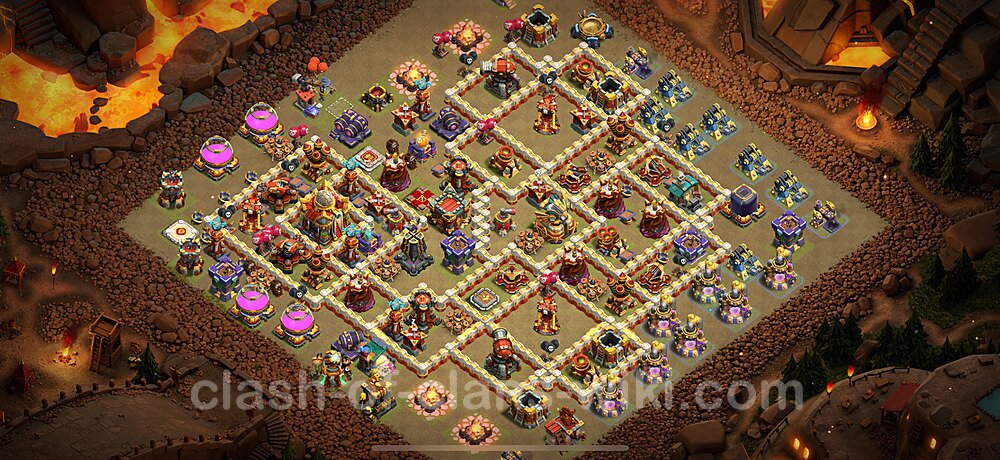 TH16 Anti 2 Stars War Base Plan with Link, Copy Town Hall 16 CWL Design 2024, #1500