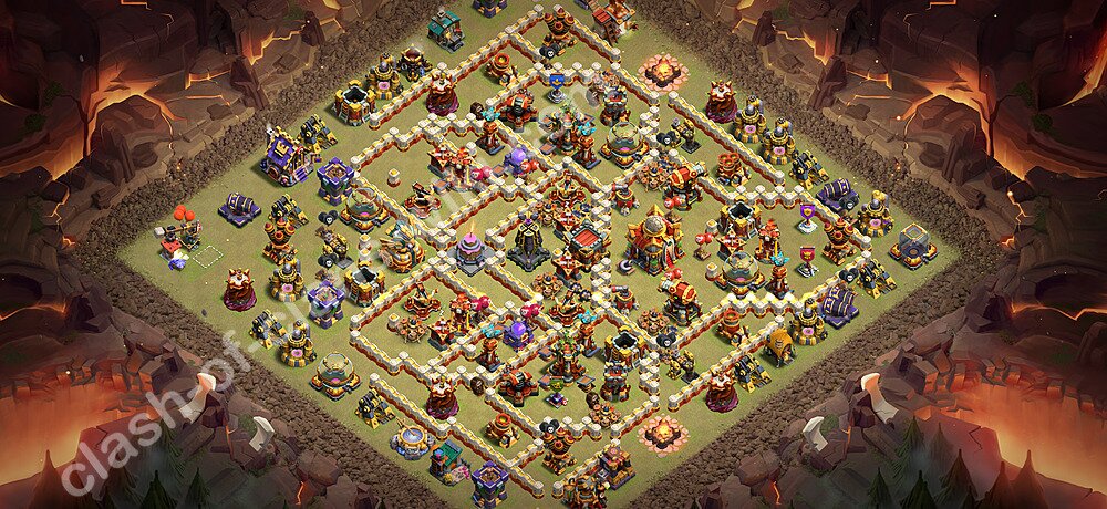 Base War Anti Bintang 3 TH16 dengan Link, Salin Desain Liga Perang Klan (CWL) Balai Kota 16 2026, #1603