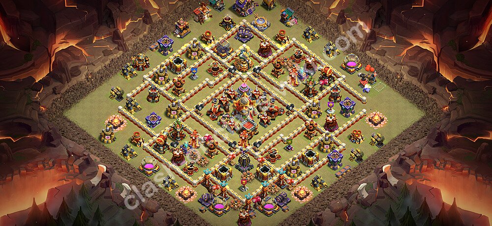 Base War Anti Bintang 2 TH16 dengan Link, Anti Udara / Naga Elektro, Salin Desain Liga Perang Klan (CWL) Balai Kota 16 2026, #1872