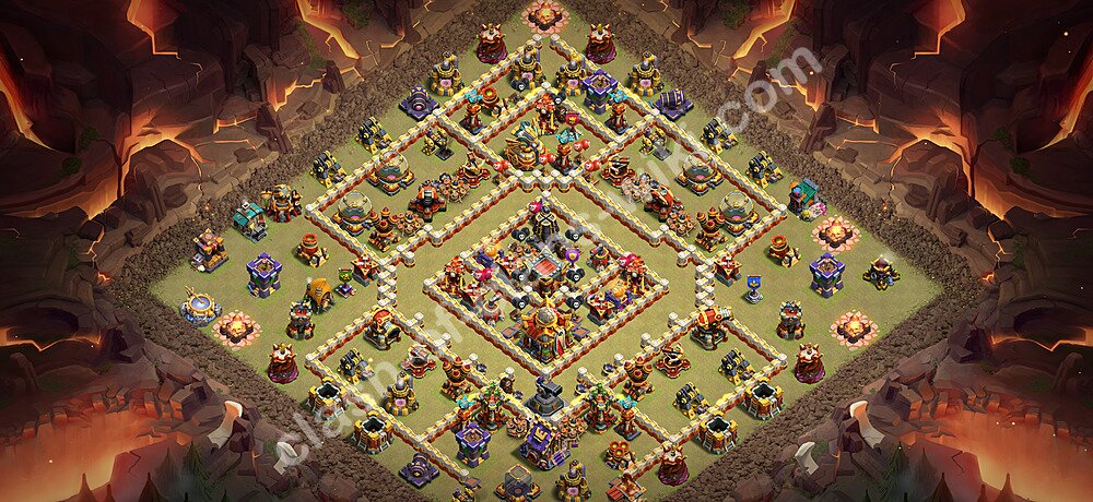 Base War Anti Bintang 3 TH16 dengan Link, Anti Udara / Naga Elektro, Salin Desain Liga Perang Klan (CWL) Balai Kota 16 2026, #2194