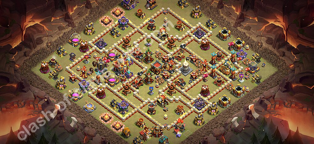 Base War Anti Bintang 2 TH16 dengan Link, Anti Udara / Naga Elektro, Salin Desain Liga Perang Klan (CWL) Balai Kota 16 2026, #2202