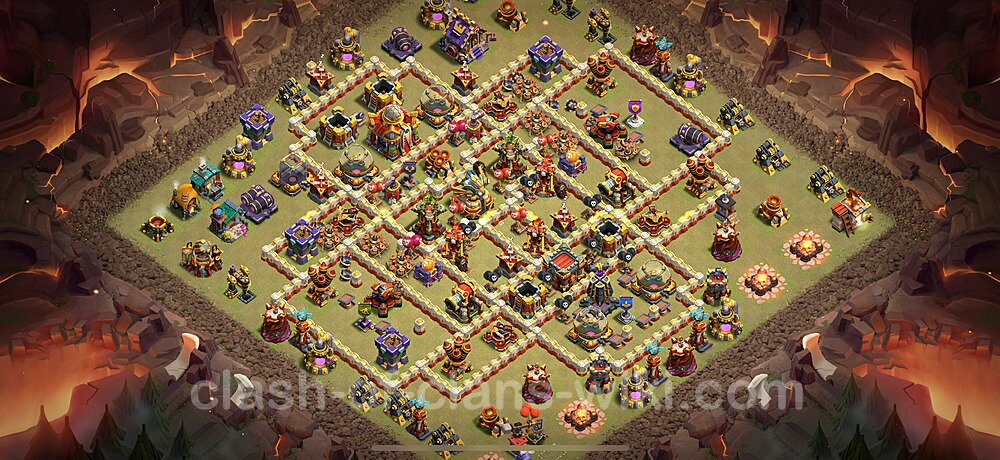 TH16 Anti 3 Stars War Base Plan with Link, Copy Town Hall 16 CWL Design 2025, #2791