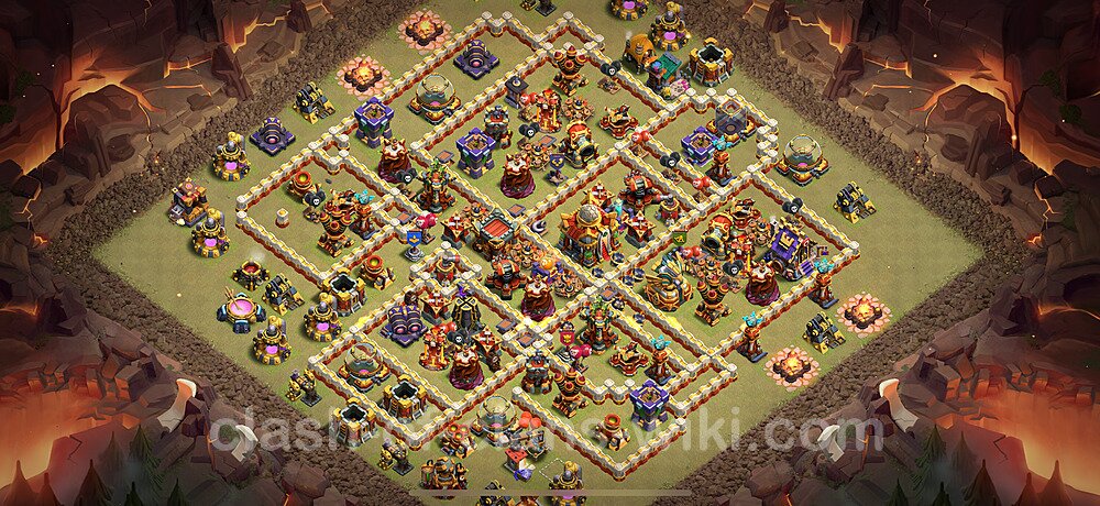 TH16 Anti 2 Stars War Base Plan with Link, Copy Town Hall 16 CWL Design 2025, #2911