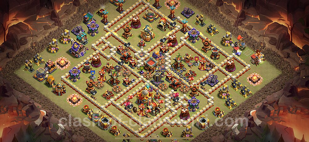 TH16 Anti 3 Stars War Base Plan with Link, Copy Town Hall 16 CWL Design 2025, #2915