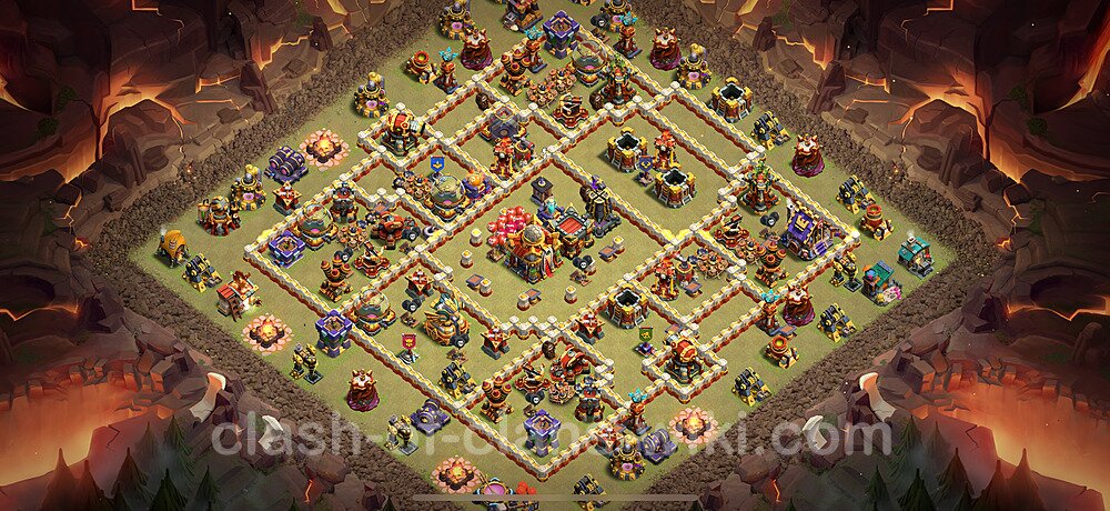 TH16 Anti 2 Stars War Base Plan with Link, Copy Town Hall 16 CWL Design 2025, #2958