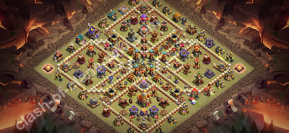Base War Anti Bintang 3 TH16 dengan Link, Salin Desain Liga Perang Klan (CWL) Balai Kota 16 2026, #3164