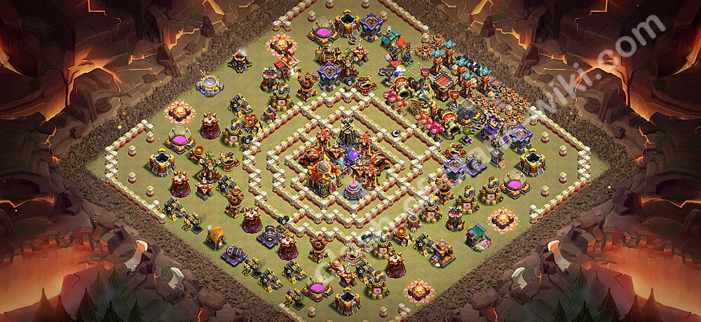 TH16 Anti 3 Stars War Base Plan with Link, Copy Town Hall 16 CWL Design 2026, #3689