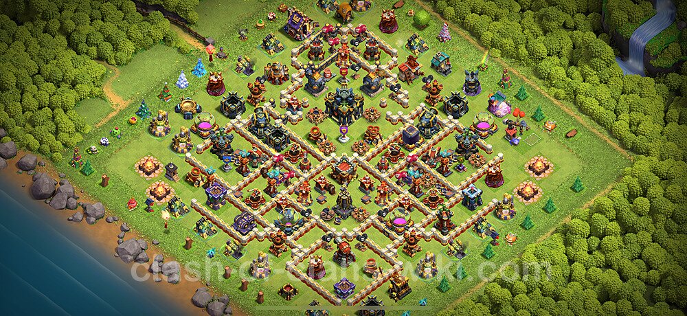 TH17 Trophy Base Plan with Link, Copy Town Hall 17 Base Design 2025, #2247