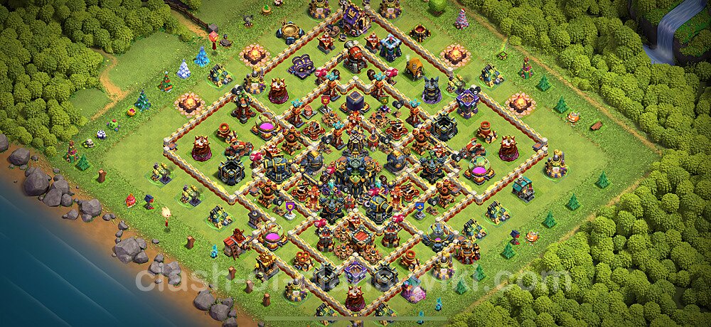 Municipio livello 17 Anti 2 Stelle Base + Link, Legend League - Miglior Disposizione Villaggio per Difesa COC 2025 TH17, #2252