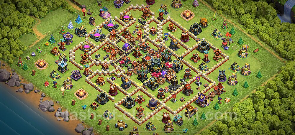 TH17 Anti 2 Stars Base Plan with Link, Hybrid, Copy Town Hall 17 Base Design 2024, #2310