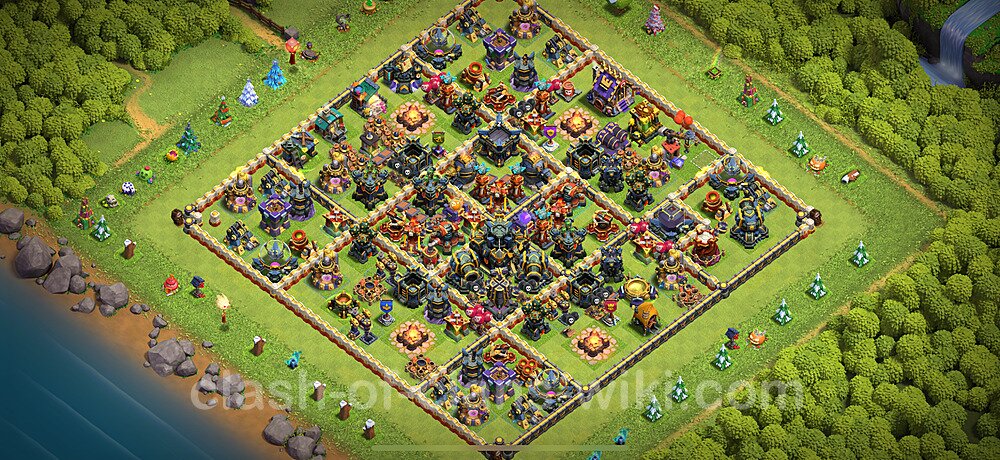 TH17 Trophy Base Plan with Link, Hybrid, Copy Town Hall 17 Base Design 2024, #2342