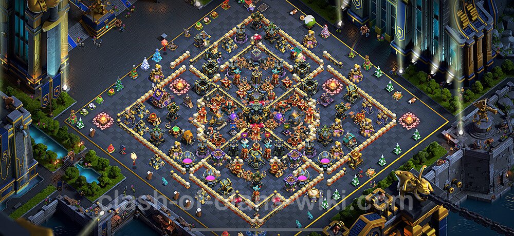 TH17 Trophy Base Plan with Link, Hybrid, Copy Town Hall 17 Base Design 2024, #2349