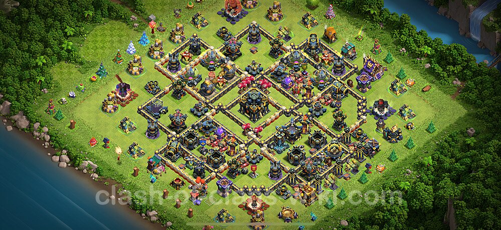 TH17 Anti 3 Stars Base Plan with Link, Hybrid, Copy Town Hall 17 Base Design 2025, #2585