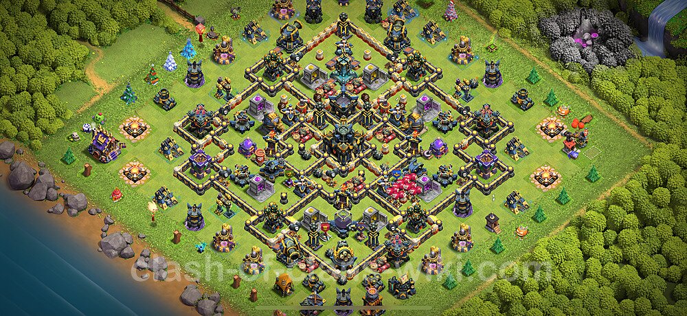 TH17 Anti 2 Stars Base Plan with Link, Hybrid, Copy Town Hall 17 Base Design 2025, #2698