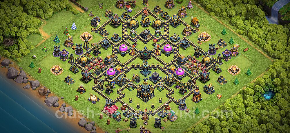 TH17 Trophy Base Plan with Link, Hybrid, Copy Town Hall 17 Base Design 2025, #2984
