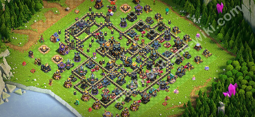 Gute Base für Verteidigung RH17 + Link, Legend League, Hybrid 2026 -  COC Rathaus 17 Kopieren Base, #3286