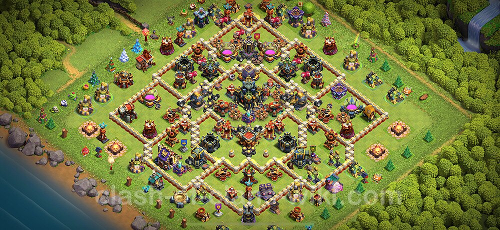 Base plan TH17 (design / layout) with Link, Anti 3 Stars, Hybrid for Farming 2025, #2263