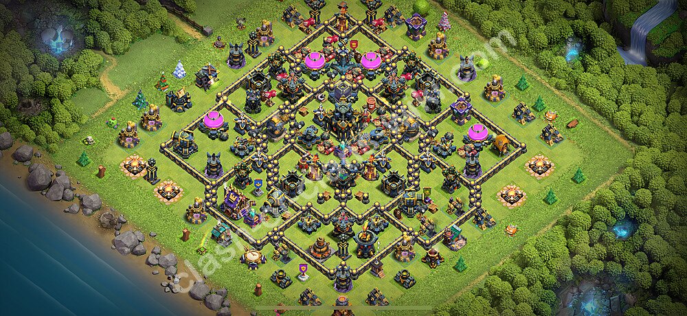 Municipio livello 17 Base + Link, Anti 3 stelle, Ibrido - Miglior Disposizione villaggio per Farming COC 2026 TH17, #2263