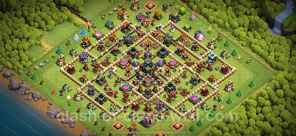 Base plan TH17 (design / layout) with Link, Anti 3 Stars, Hybrid for Farming 2024, #2309