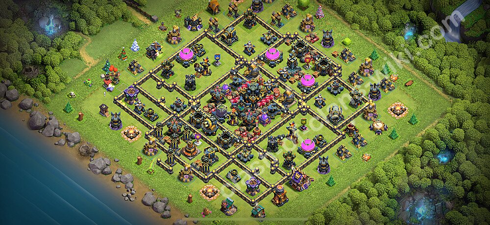 Farming Base Village HDV 17 + Lien (Link), Anti tout, Hybride 2025 - Hôtel de Ville 17 Base Copier, #2500