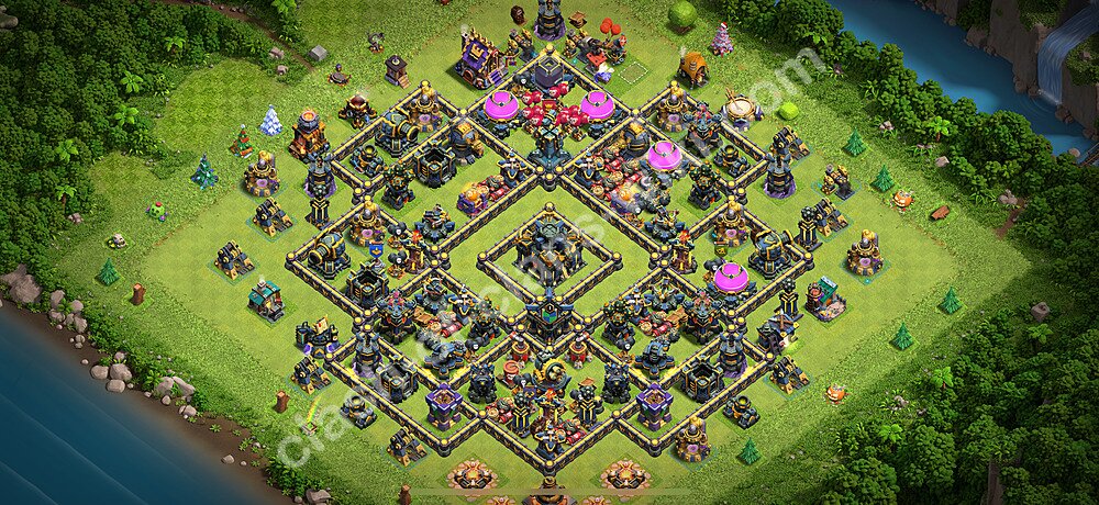 Municipio livello 17 Base + Link, Ibrido - Miglior Disposizione villaggio per Farming COC 2025 TH17, #2548