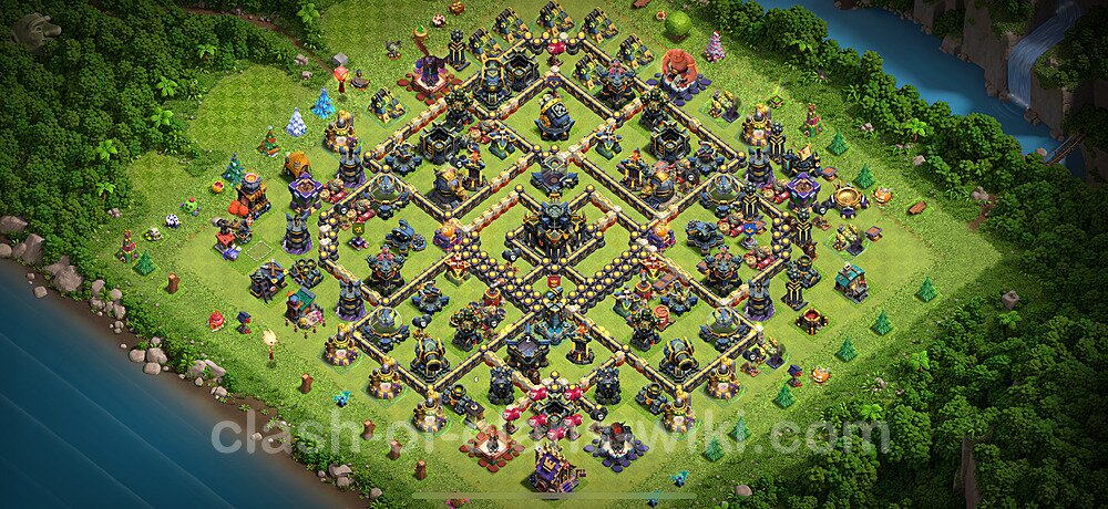Farming Base Village HDV 17 + Lien (Link), Anti 3 étoiles, Hybride 2025 - Hôtel de Ville 17 Base Copier, #2591