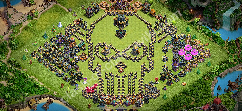 TH17 Troll Base Plan with Link, Copy Town Hall 17 Funny Art Layout 2026, #2286
