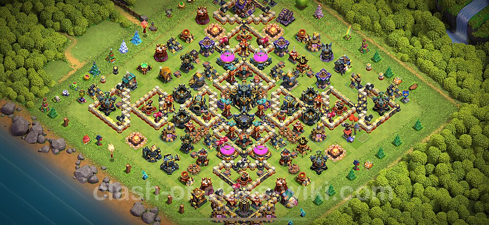 TH17 Troll Base Plan with Link, Copy Town Hall 17 Funny Art Layout 2024, #2329