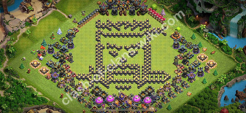 Municipio livello 17 Funny Troll Base + Link - Miglior Disposizione Villaggio COC 2025 TH17, #2605