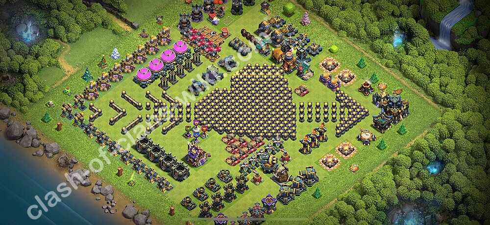 Municipio livello 17 Funny Troll Base + Link - Miglior Disposizione Villaggio COC 2025 TH17, #2737