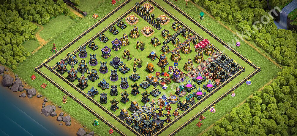 TH17 Troll Base Plan with Link, Copy Town Hall 17 Funny Art Layout 2026, #3489