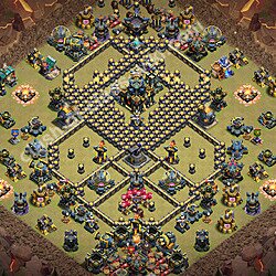 Diseño de aldea para Guerra Anti 3 Estrellas Ayuntamiento 17 Copiar - COC TH17 Perfecta Distribucion 2026 + Enlace, #3364