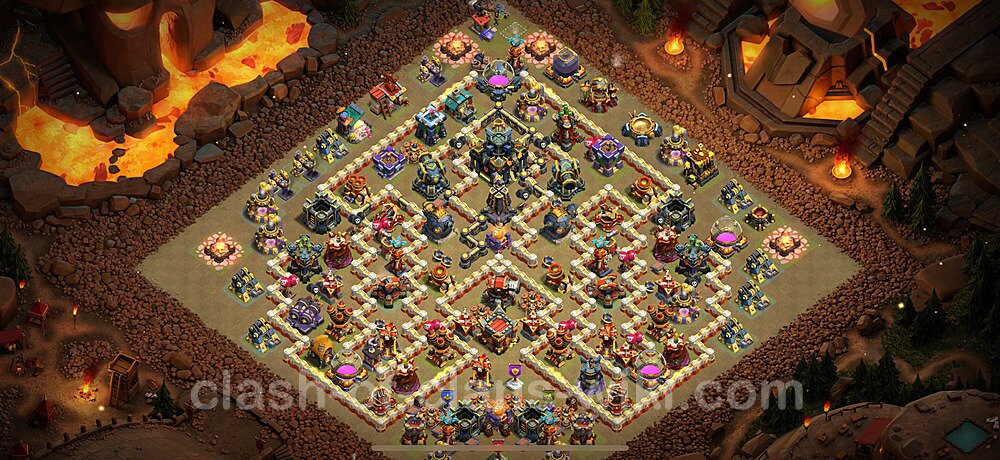 Diseño de aldea para Guerra Anti 3 Estrellas Ayuntamiento 17 Copiar - COC TH17 Perfecta Distribucion 2025 + Enlace, #2280