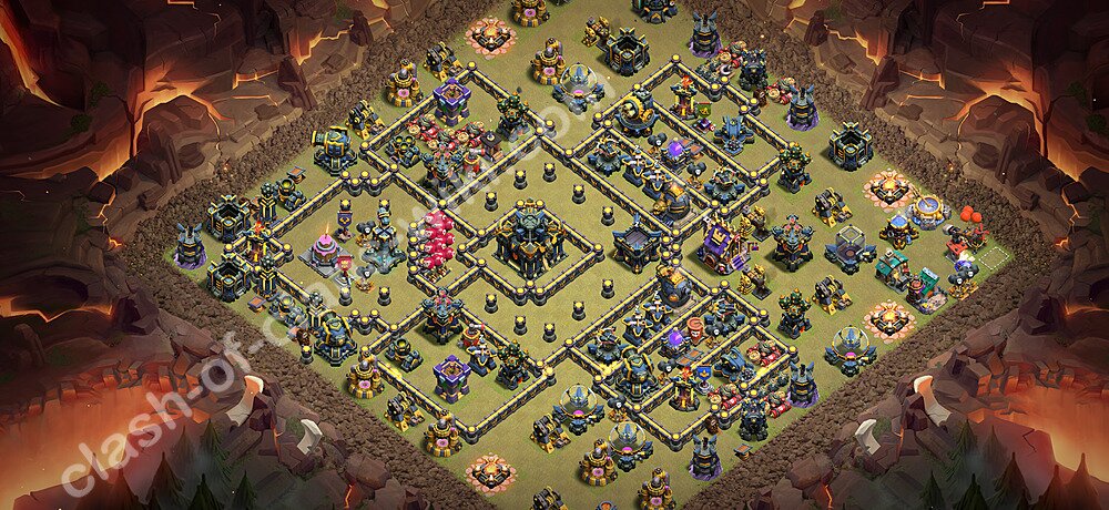 Diseño de aldea para Guerra Anti 3 Estrellas Ayuntamiento 17 Copiar - COC TH17 Perfecta Distribucion 2026 + Enlace, #2966