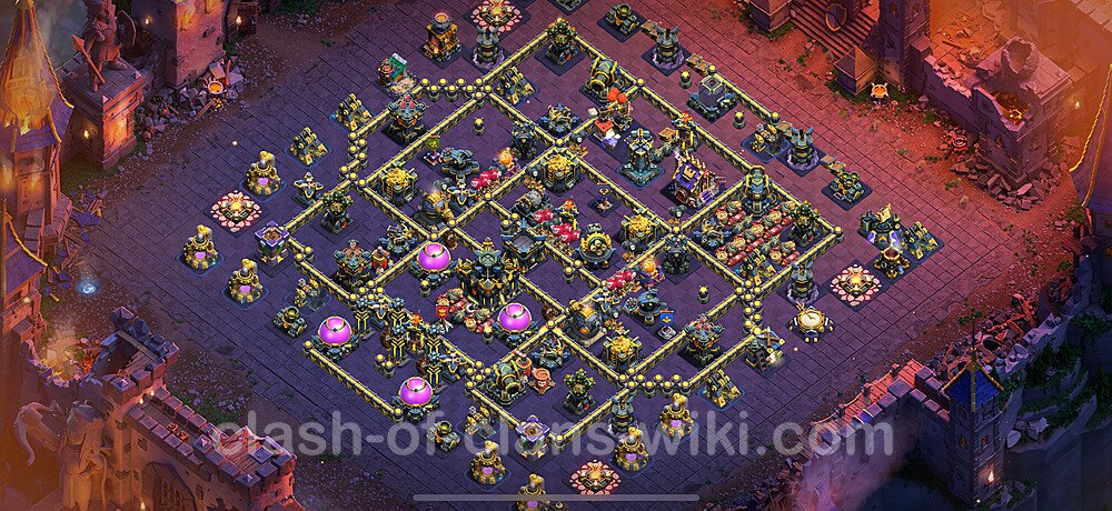 Diseño de aldea para Guerra Anti 3 Estrellas Ayuntamiento 17 Copiar - COC TH17 Perfecta Distribucion 2025 + Enlace, #2993