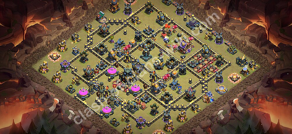 Base War Anti Bintang 3 TH17 dengan Link, Salin Desain Liga Perang Klan (CWL) Balai Kota 17 2026, #2993