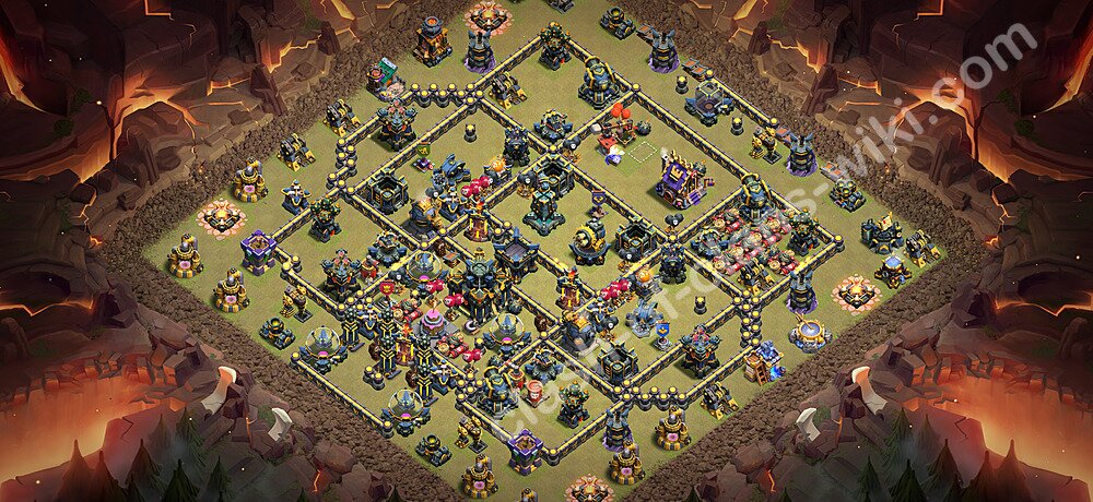 Base War Anti Bintang 3 TH17 dengan Link, Salin Desain Liga Perang Klan (CWL) Balai Kota 17 2026, #2993