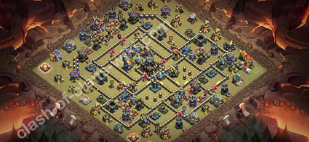 TH17 Anti 3 Stars War Base Plan with Link, Copy Town Hall 17 CWL Design 2026, #3361