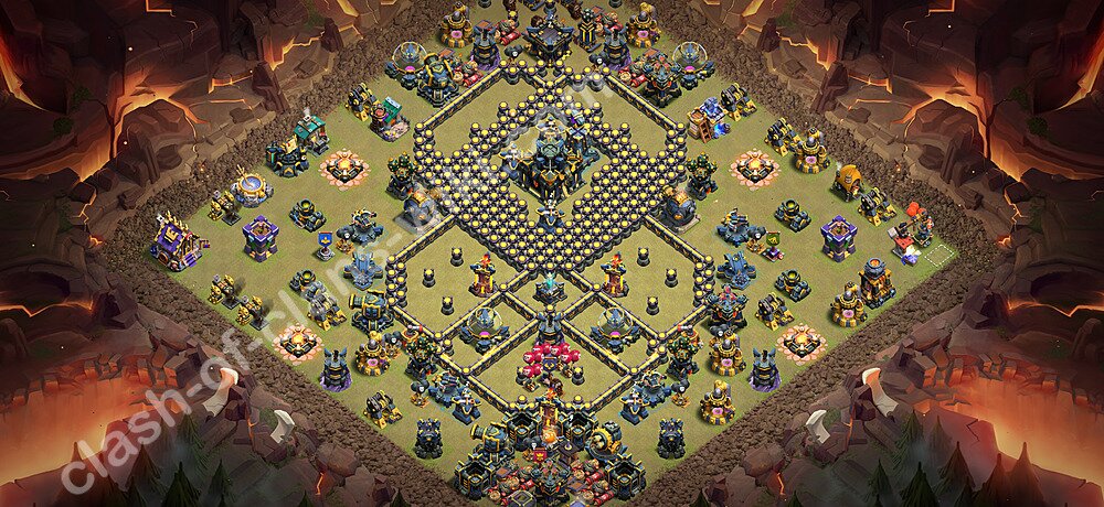 TH17 Anti 3 Stars War Base Plan with Link, Copy Town Hall 17 CWL Design 2026, #3364