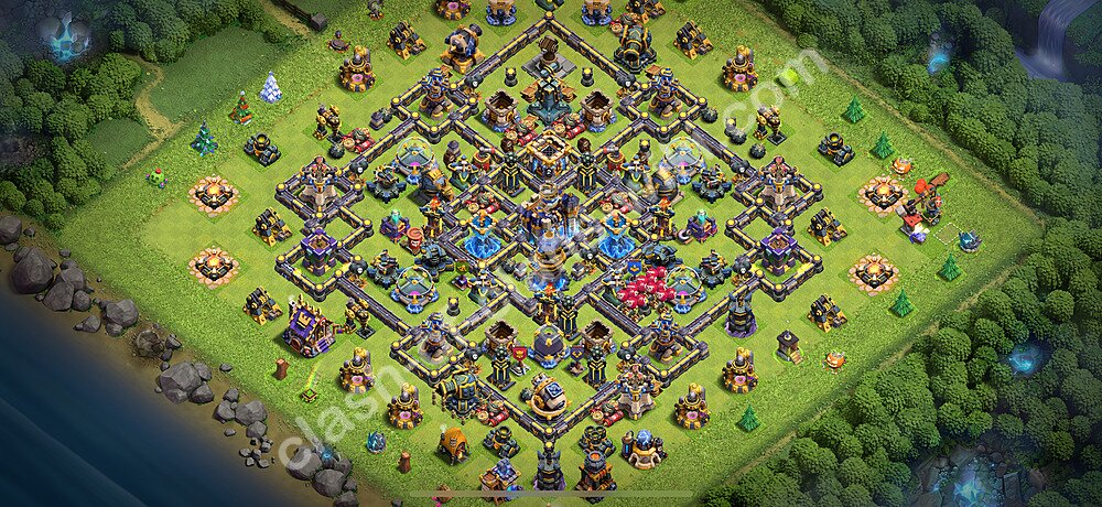 Municipio livello 18 Anti 2 Stelle Base + Link, Ibrido - Miglior Disposizione Villaggio per Difesa COC 2026 TH18, #3025